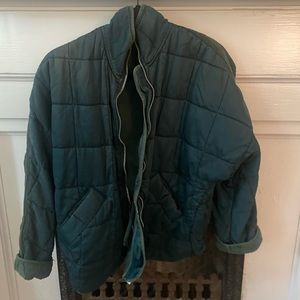 Free People XS green quilted jacket.